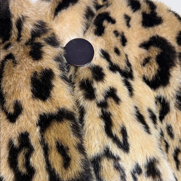 Faux Fur Leopard Print Coat Vintage 80s Large XL - Picture 5 of 9